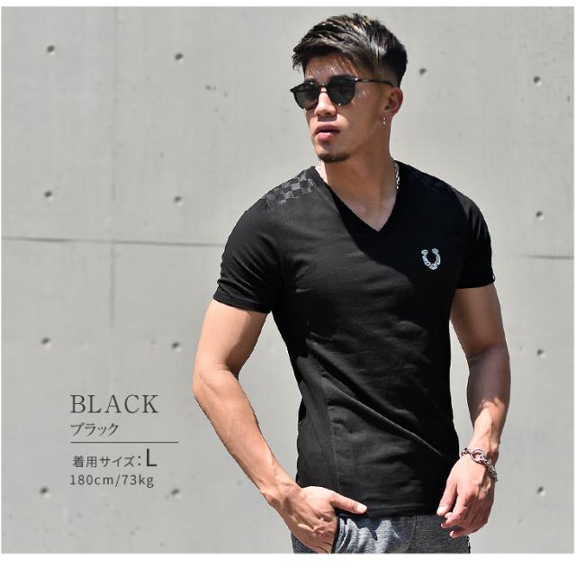 ブランド Tシャツ メンズ おしゃれ 半袖 カットソー 半袖tシャツ タイト 細め Vネック ロゴ デザイン 春 春服 春物 ちょいワル マッチョ の通販はau Pay マーケット Joker