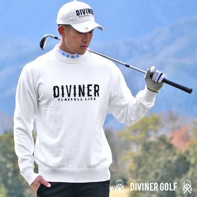 【DIVINER GOLF】 ゴルフ セーター メンズ ゴルフウェア ゴルフニット ニット 長袖 おしゃれ ブランド ウェアー コーデ ホワイト 白  お兄｜au PAY マーケット