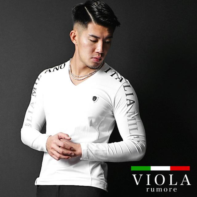 長袖tシャツ メンズ Vネック ロンt バックプリント ブランド 長袖 カットソー タイト 細め 細身 マッチョ 黒 ブラック 白 ホワイト 春服 の通販はau Pay マーケット Joker