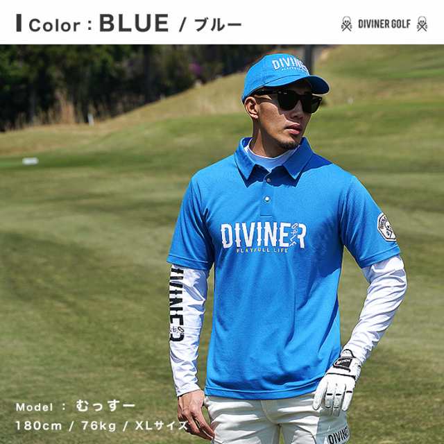 DIVINER GOLF】 ゴルフウェア メンズ ポロシャツ 半袖 メンズ