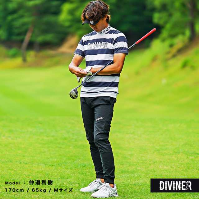 【DIVINER GOLF】ゴルフウェア メンズ 半袖 モックネック アンダーシャツ メンズ ボーダー インナー メンズ ストレッチ 半袖シャツ  ネイ｜au PAY マーケット