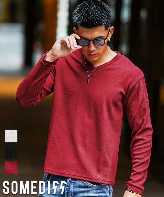 Tシャツ メンズ 長袖 無地 Vネック Tシャツ メンズ ブランド
