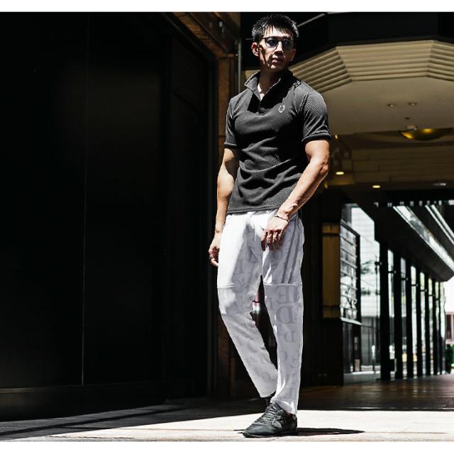 テーパードパンツ メンズ ストレッチ パンツ メンズ サイドライン イージーパンツ メンズ 総柄 ボトムス メンズ ブランド ポンチ素材 ロゴ スリム 総柄 スキニー 細身 春 春服 春物 メンズファッション お兄系 オラオラ系 ちょいワル ラグスポ_8