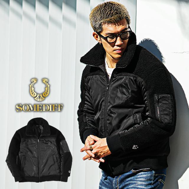 ブルゾン メンズ ボア ブランド アウター メンズ ボアジャケット 中綿 ジャンパー メンズ おしゃれ ボアブルゾン メンズ ジャケット メンズ 中綿 防寒 切り替え 黒 ブラック 冬 冬服 冬物 秋冬 メンズファッション お兄系 オラオラ系 ちょいワル 夏新作 新作 at_f