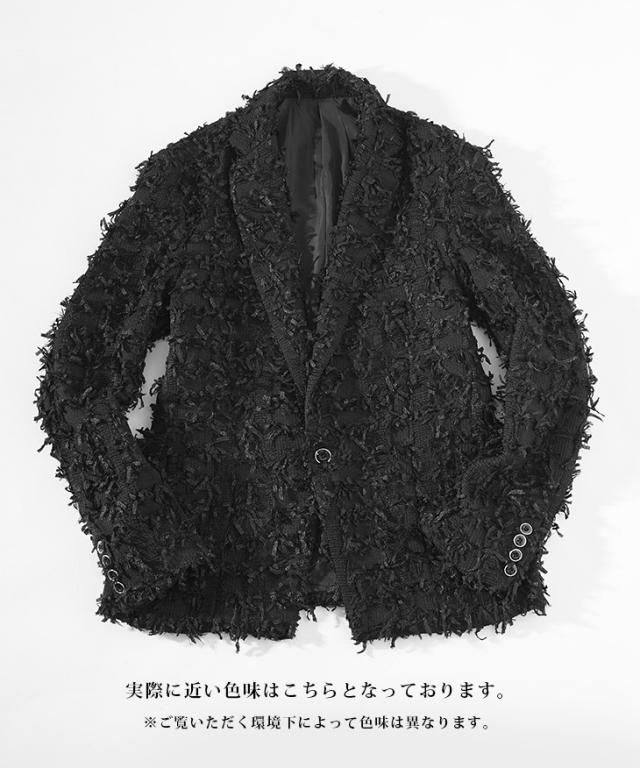 テーラードジャケット メンズ 新作 ツイード ブラック フリンジ ジャケット メンズ クラシック テーラード ジャケット メンズ ブランド ブラックバイバンキッシュ Black by VANQUISH_11