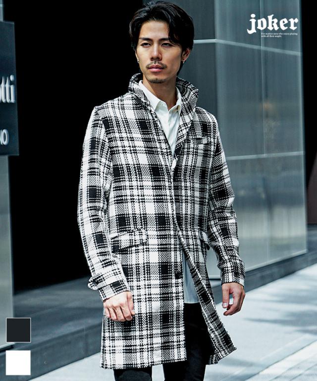 コート メンズ 冬 チェック ピーコート メンズ 総柄 千鳥 チェック柄 アウター メンズ ハーフコート イタリアンカラー コート おしゃれ 暖かい 防寒 カジュアル スリム 細身 冬 冬服 冬物 秋冬 メンズファッション お兄系 オラオラ系 ちょいワル joker ジョーカー