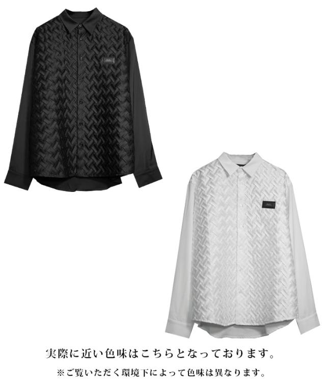 シャツ メンズ 長袖シャツ カジュアルシャツ 立体柄 オープンカラーシャツ メンズ 薄手 長袖 シャツ 開襟シャツ 大きいサイズ ブラック 黒 M L メンズファッション 春 春服 春夏 ちょいワル Black by VANQUISH ブラックバイヴァンキッシュ_14