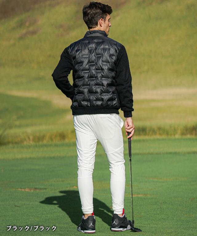 【DIVINER GOLF】 ゴルフウェア メンズ ダウンジャケット 袖切り替え ブルゾン スタンドジャケット ダウン メンズ  防寒 保温 蓄熱 アウター ジャンパー 圧着キルト ニットジャケット 上着 ゴルフ用 大きいサイズ XL XXL ジョーカー ゴルフ ディバイナーゴルフ JOKER_9