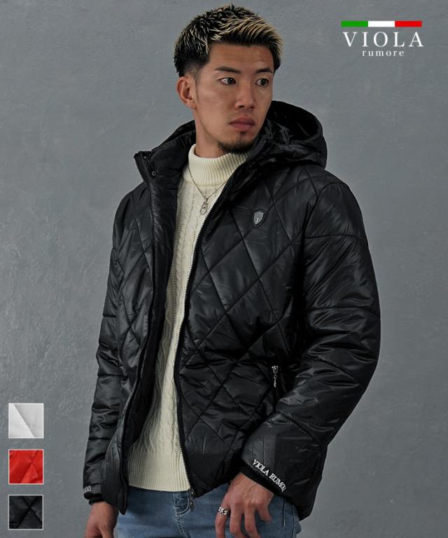 VIOLA rumore ヴィオラ 中綿ジャケット メンズ フード アウター メンズ ブランド 中綿 ジャケット フード脱着 ZIPブルゾン メンズ 軽量 黒 白 ブラック ホワイト レッド 冬 冬物 冬服 秋冬 メンズファッション ちょいワル お兄系 オラオラ系 Y52103 joker ジョーカー