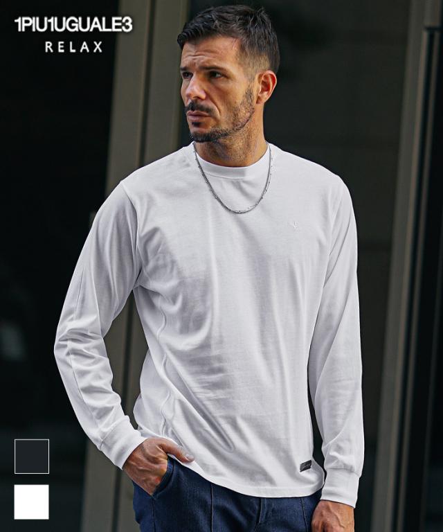 プレートロゴ Tシャツ ウノピゥウノウグァーレトレ リラックス 1PIU1UGUALE3 RELAX メンズ 長袖 ロンT メンズ tシャツ メンズ ウノピュウノウグァーレトレ メンズファッション ちょいワル joker ジョーカー UST-25093 新作 黒 白 ブラック ホワイト