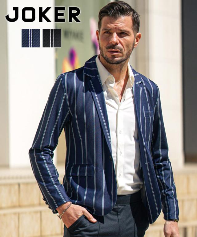 ドルチェ ストライプ テーラードジャケット シングル レオパード柄 L