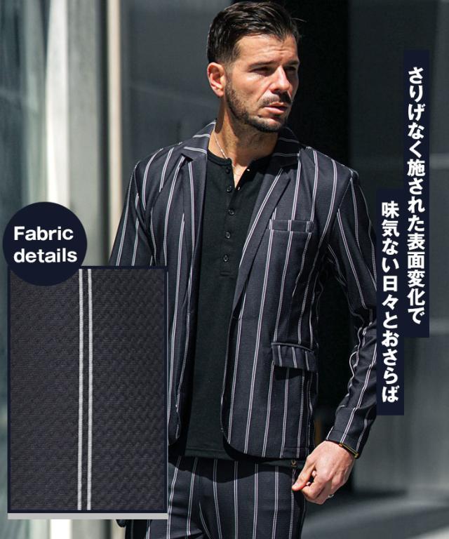ジャケット メンズ テーラードジャケット ストライプ 春アウター 春 春物 イケオジ ちょい悪 1ボタン 1B 長袖アウター シングルジャケット_2