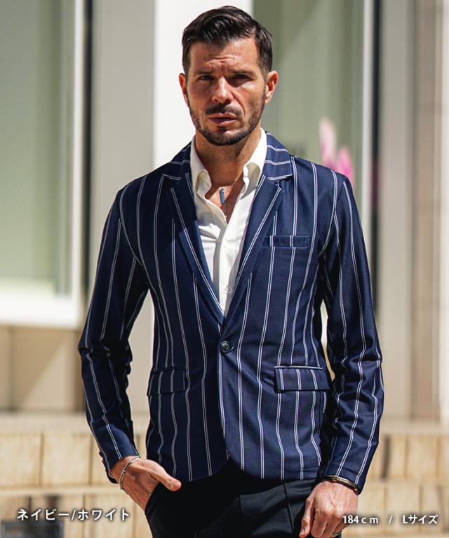 ジャケット メンズ テーラードジャケット ストライプ 春アウター