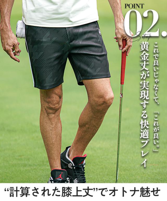 ゴルフウェア メンズ ハーフパンツ ボトムス メンズ ゴルフ　短パン メンズ 夏 新作 チェック 千鳥 オラオラ系 お兄系 ちょい悪 メンズファッション_3