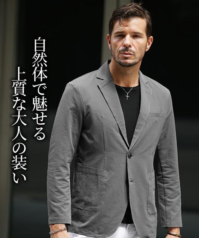 テーラードジャケット メンズ 夏 涼しい 洗濯可能 サッカー ジャケット メンズ 薄手 クールビズ カジュアルスーツ ストレッチ ジャケット サッカー素材 ジャケット メンズ 洗える_4