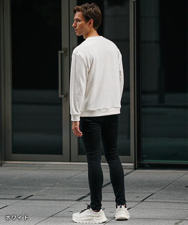 トレーナー メンズ 柄 スウェット メンズ 新作 バイアス柄 クルー