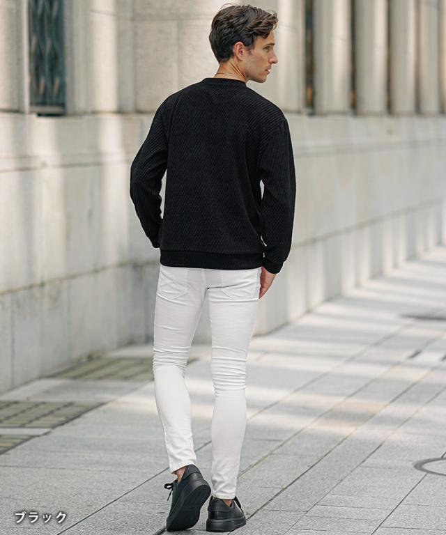 トレーナー メンズ 柄 スウェット メンズ 新作 バイアス柄 クルー