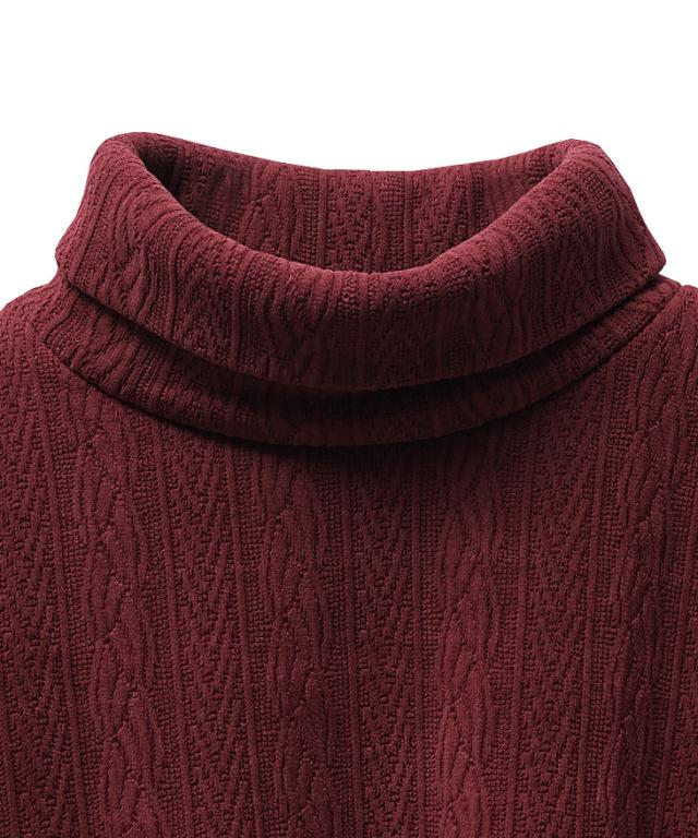 長袖Tシャツ メンズ タートルネック モール ニットソー ケーブル柄 ニット Tシャツ 長袖 タートル ロンT インナーTシャツ ブラック ホワイト ワイン 起毛 秋冬 新作 メンズファッション 冬 ちょいワル オラオラ系 JOKER ジョーカー_17