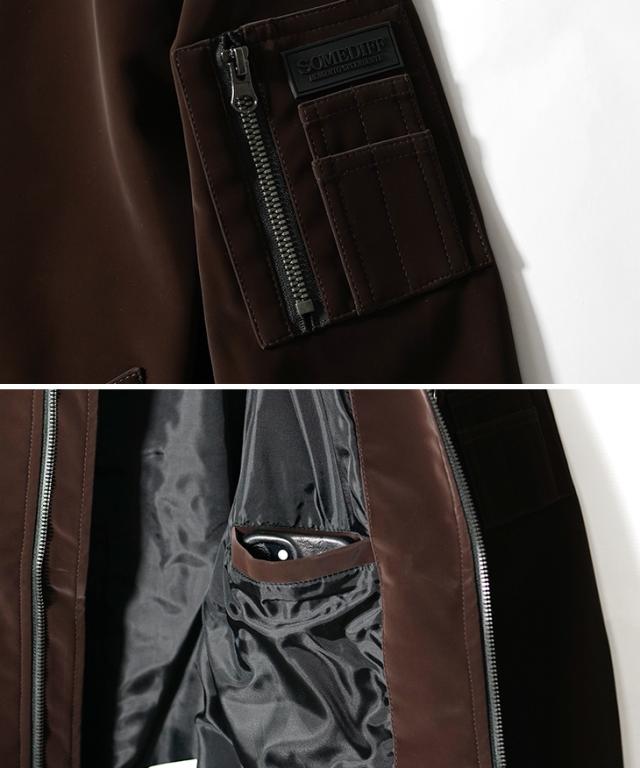 MA-1 メンズ ベルベット PU レザー ブルゾン メンズ ブランド アウター メンズ 細身 フライトジャケット ジャンパー スリム 上着 冬 春 ブラック ブラウン LL XL イケオジ メンズファッション ちょいワル ジョーカー サムディフ JOKER SOMEDIFF 新作_15