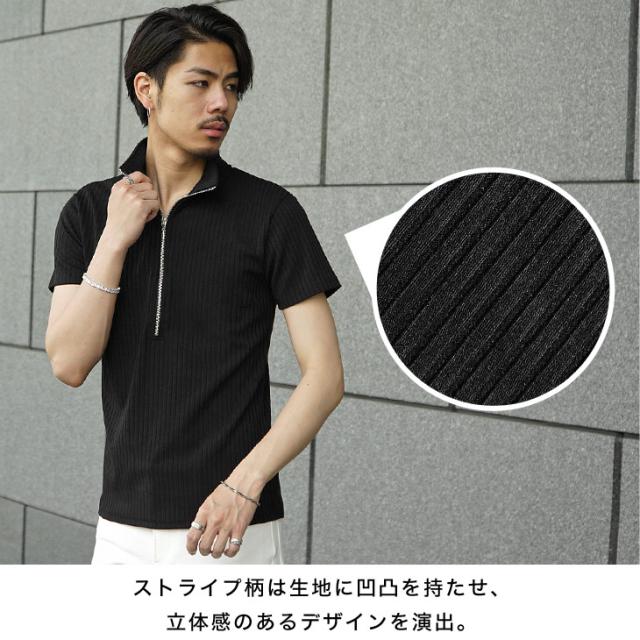   -   GOLF メンズ半袖ポロシャツ　LL ハーフジップ ポロシャツ メンズ ポロシャツ メンズ 半袖 ゴルフ