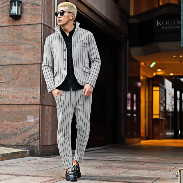 セットアップ メンズ スーツ ジャケット メンズ イタリアンカラー