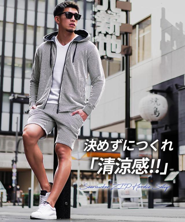 セットアップ メンズ ブランド パーカー メンズ 薄手 ハーフパンツ