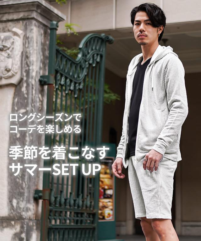 セットアップ メンズ ブランド パーカー メンズ 薄手 ハーフパンツ