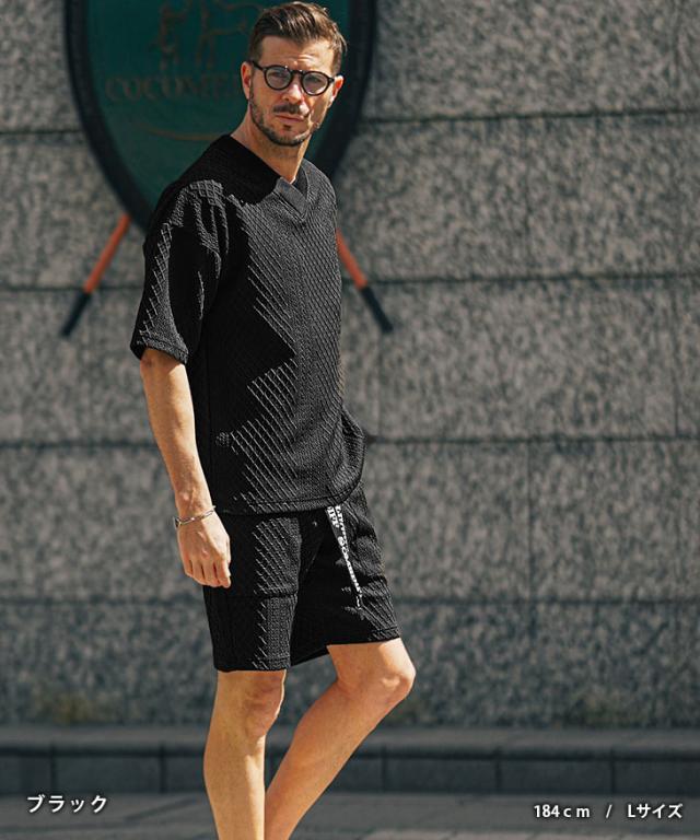 セットアップ メンズ 半袖 ブランド SOMEDIFF ハーフパンツ メンズ