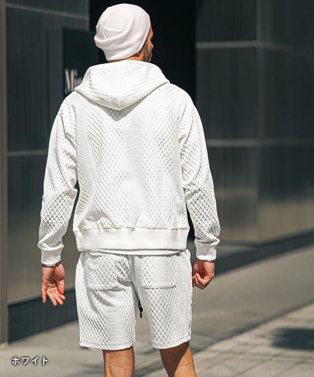 セットアップ メンズ パーカー 上下セット メンズ スウェット ホワイト