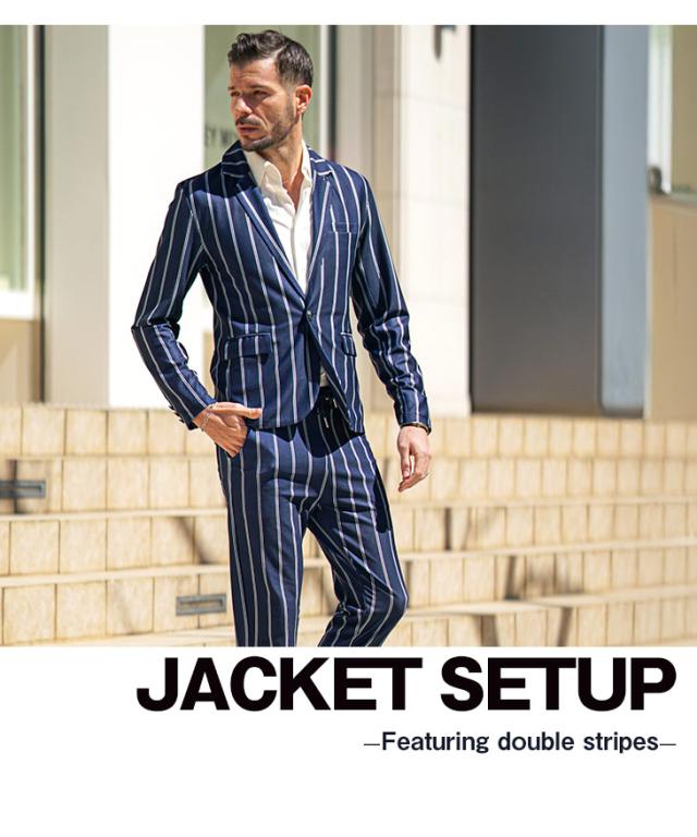 セットアップ メンズ ジャケット スーツ カジュアルスーツ ストライプ