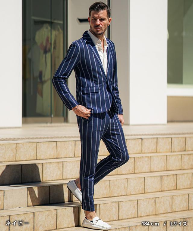 セットアップ メンズ ジャケット スーツ カジュアルスーツ ストライプ