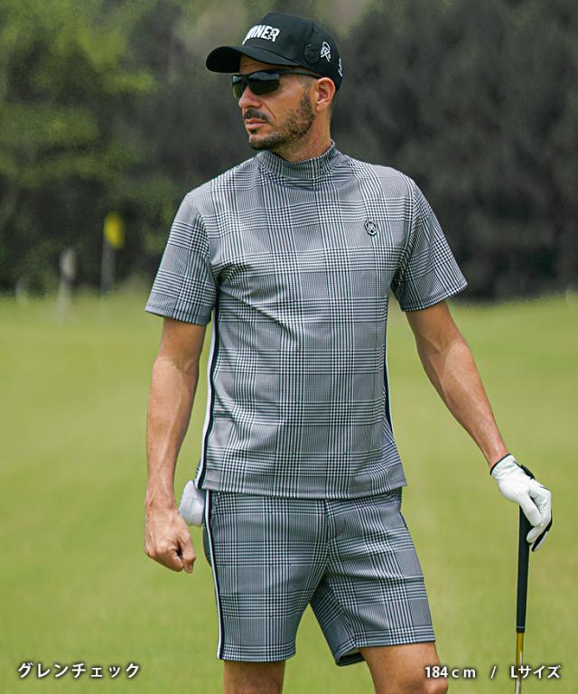 ゴルフ セットアップ メンズ チェック柄 ゴルフウェア メンズ 上下