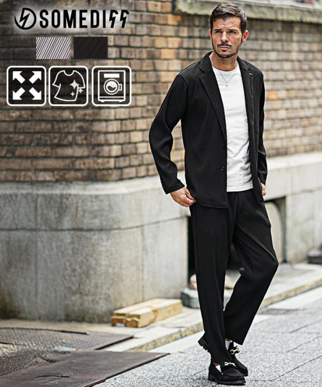 セットアップ メンズ プリーツ おしゃれ テーラードジャケット メンズ ブランド 大きいサイズ 上下セット メンズ テーラード ジャケット メンズ プリーツ アウター メンズ ジャケット イージーパンツ ビジカジ 新作