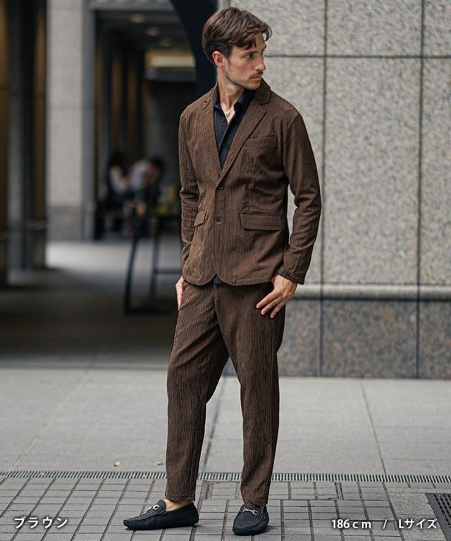 セットアップ メンズ 楊柳 テーラードジャケット メンズ 新作ストレッチ 上下セット メンズ ジャケット テーパードパンツ メンズ ビジカジ カジュアルスーツ メンズ スリム オラオラ系 ちょい悪 イケおじ お兄系 セットアップ メンズ 楊柳 テーラードジャケット メンズ 新作