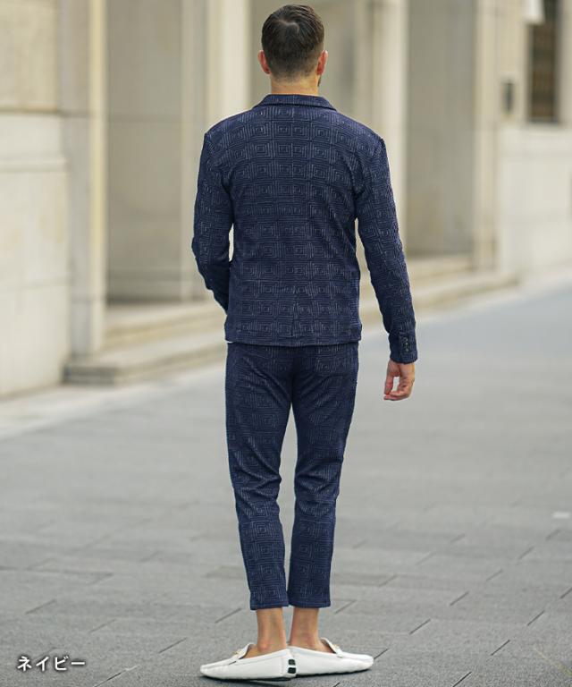 セットアップ メンズ 手洗い可能 柄 ジャケット セットアップ メンズ ストレッチ 上下セット メンズ テーラードジャケット メンズ 1つボタン アンクルパンツ メンズ ウエストゴム ブラック ブラウン ネイビー 新作 セットアップ メンズ 手洗い可能 柄 ジャケット セットアップ メンズ