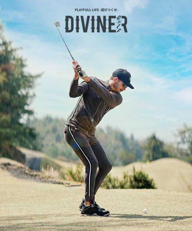 【DIVINER GOLF】 ゴルフウェア メンズ セットアップ スタンドジャケット ゴルフ 上下セット フェイクスエード ジョガーパンツ スウェット サイドライン おしゃれ 大きいサイズ XL XXL JOKER ジョーカー ディバイナーゴルフ 新作 夏新作 夏服_1