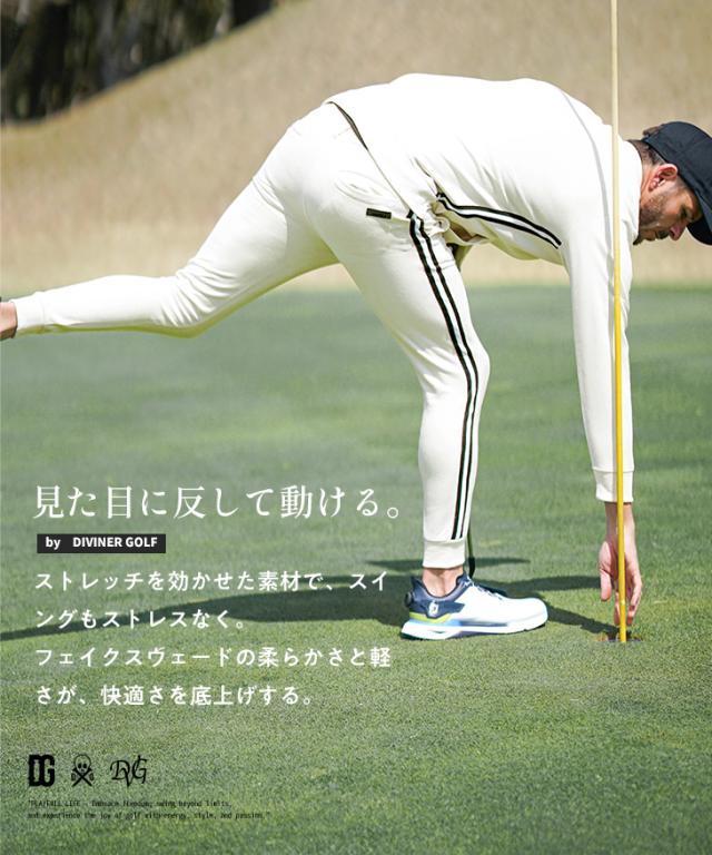 【DIVINER GOLF】 ゴルフウェア メンズ セットアップ スタンドジャケット ゴルフ 上下セット フェイクスエード ジョガーパンツ スウェット サイドライン おしゃれ 大きいサイズ XL XXL JOKER ジョーカー ディバイナーゴルフ 新作 夏新作 夏服_3