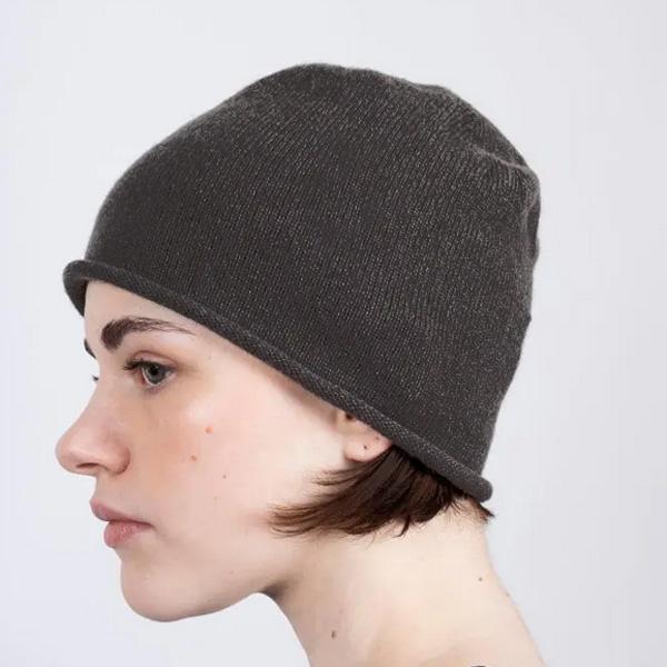 ミュールバウアー カシミヤ リサイクル ニット帽 ビーニー 黒 グレー