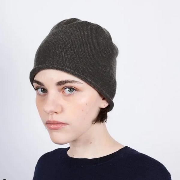 ミュールバウアー カシミヤ リサイクル ニット帽 ビーニー 黒 グレー