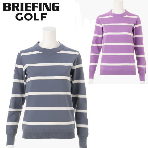 即納 BRIEFING GOLF ブリーフィング ゴルフ WS WR STRIPE CREW NECK KNIT ウィメンズ ストライプ クールネック ニット ブラック レディース ポロシャツ ウェア