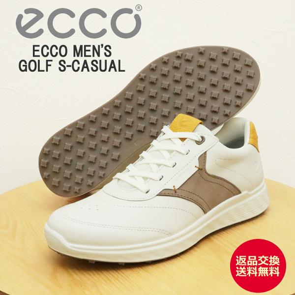 返品交換送料無料ECCO エコー ECCO GOLF S-CASUAL HYBRID WOMEN エコー ウィメンズ ゴルフ S-カジュアル ハイブリッド ホワイト/ブラウン  スパイクレス