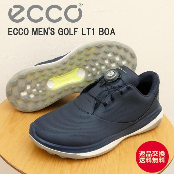 返品交換送料無料ECCO エコー ECCO M GOLF LT1  BOA エコー メンズ ゴルフ LT1 ボア  NAVY ネイビー  スパイクレス 快適 ウォータープルーフ ゴルフシューズ