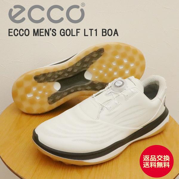 返品交換送料無料ECCO エコー ECCO M GOLF LT1  BOA エコー メンズ ゴルフ LT1 ボア  WHITE ホワイト  スパイクレス 快適 ウォータープルーフ ゴルフシューズ