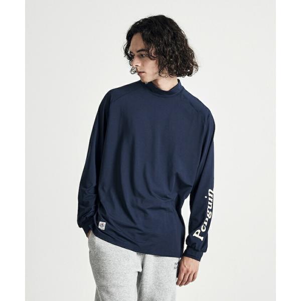 Penguin by Munsingwear ペンギン バイ マンシングウェア STRETCH LONG SLEEVE MOCK NECK ストレッチ ロングスリーブ モックネック ネイビー メンズ Tシャツ_1