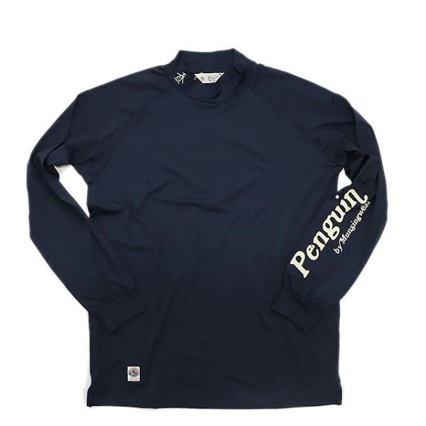 Penguin by Munsingwear ペンギン バイ マンシングウェア STRETCH LONG SLEEVE MOCK NECK ストレッチ ロングスリーブ モックネック ネイビー メンズ Tシャツ_3