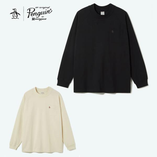 即納Penguin by Munsingwear ペンギン バイ マンシングウェア 60’S MOCK NECK SHIRT モックネック シャツ  WHITE  BLACK ゴルフ 吸汗速乾性正規取扱店