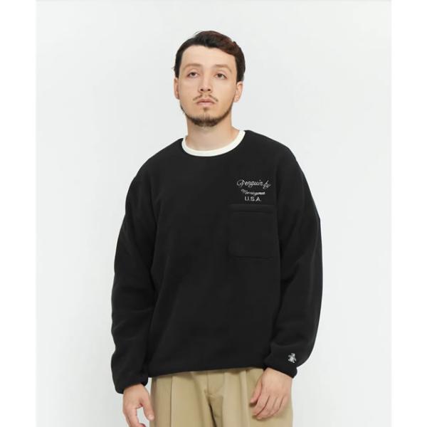 即納Penguin by Munsingwear ペンギン バイ マンシングウェア FLEECE CREW NECK PULLOVER フリース クルーネック プルオーバー WHITE BLACK 正規取扱店_2