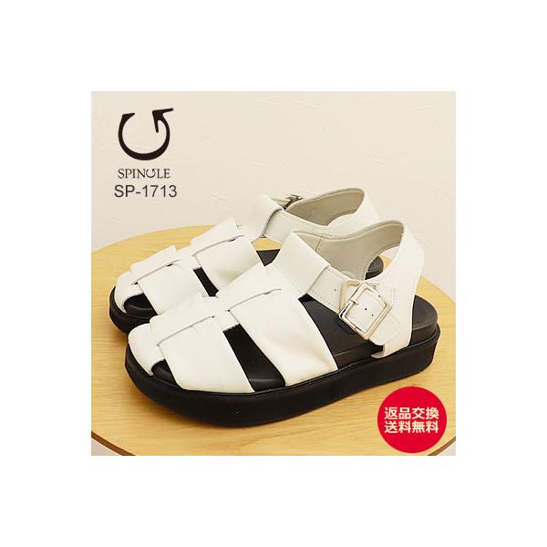 SPINGLE スピングル SP-1713 IVORY アイボリー レディース 牛革グルカサンダル 厚底 オイルワックスレザー 返品交換送料無料の通販は