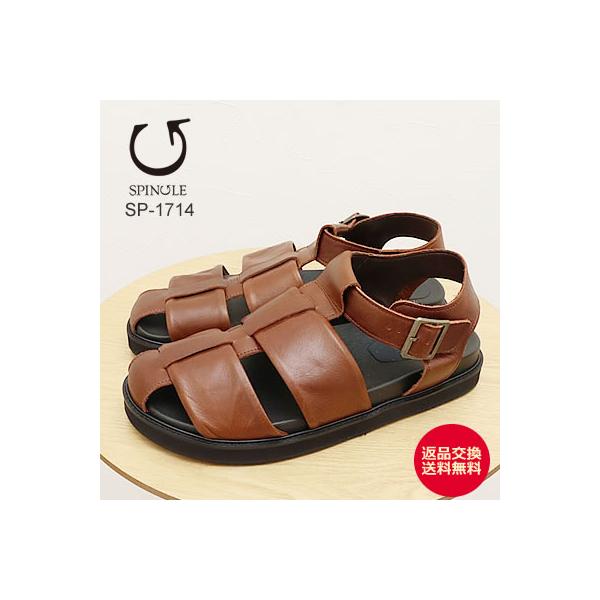 SPINGLE スピングル SP-1714 BROWN ブラウン メンズ 牛革グルカサンダル オイルワックスレザー クール アンティーク 返品交換送料無料の通販は