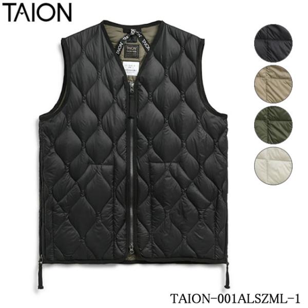 即納 TAION タイオン MILITARY V NECK W-ZIP DOWN VEST ミリタリー Vネック Wジップ ダウン ベスト-ソフトシェル ユニセックス ダウンベスト インナーダウン